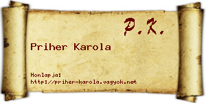 Priher Karola névjegykártya